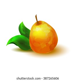 Vector illustration of a pear, an imitation of watercolors on white background.