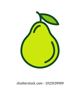 Ilustración vectorial de la pera aislada en un fondo blanco. Concepto de logotipo. Diseño sencillo de comida saludable. Diseño de tarjetas