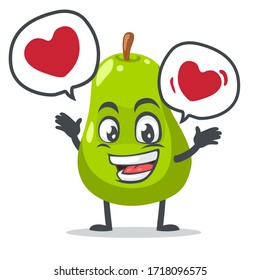 vector illustration of pear mascot or par character says with love in bubble speech