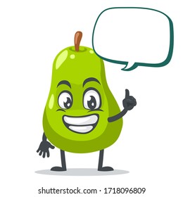 vector illustration of pear mascot or par character says with blank balloon speech