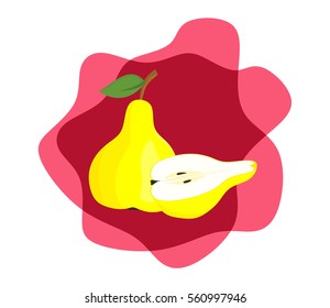 Vector illustration of pear on white background. Pear icon.