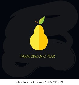 Vector illustration of pear for packaging eco goods. Fresh fruit label or icon for healthy food company. Pear illustration for children's book. Pear banner template. Pear T-shirt sticker. EPS 10.