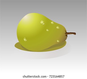 Vector illustration of a pear in a picturesque style on a light gray background