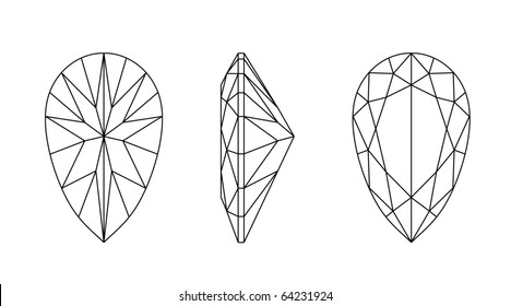 Vektorgrafik Birnenformen eines Edelsteins auf weißem Hintergrund. Wireframe