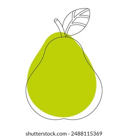 Vector illustration of a pear in simple doodle style. Graphic element isolated on white background. Fruits, berries. Food vector illustration.