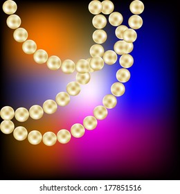 Vector illustration of Pearl beads on a bright background