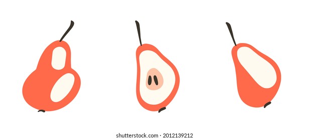 Vector illustration of pears. Set of pears. Isolated pear.
