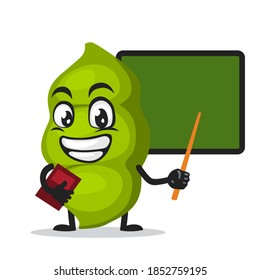 vector illustration of peas mascot or character teaching in front of blackboard