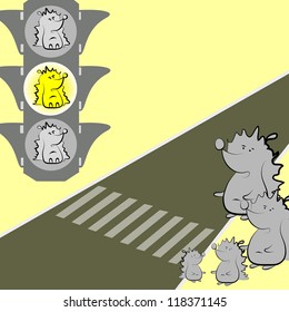 Vector illustration of pedestrian crossing for child
