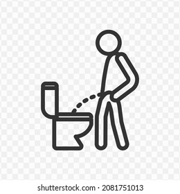 Vector illustration of pee standing up icon in dark color and transparent background(png).