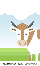 Vector illustration with a peeking cow