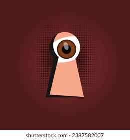 vector illustration of peeking through a keyhole