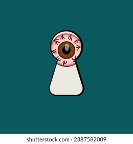 vector illustration of peeking through a keyhole