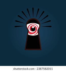 vector illustration of peeking through a keyhole