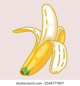 Vector illustration of a peeled banana