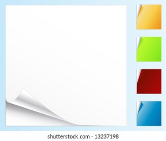 Vector illustration of peeled stickers or note papers in different colors.