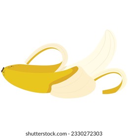 Vector illustration of a peeled yellow ripe banana fruit
