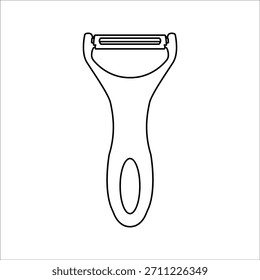 Vector illustration of a peeler flat icon on a white background. Kitchen equipment symbol.