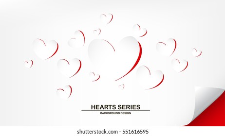 Vector illustration peeling paper white papaer on red paper into become heart shape background design