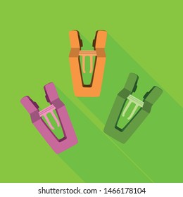 Vector illustration of peg and clothespin symbol. Set of peg and hanger stock symbol for web.