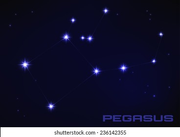 Vector illustration of Pegasus constellation in blue 