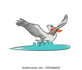 Vector illustration of Pelican bird in flight 