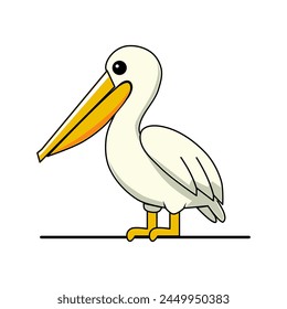 vector illustration of a pelican in a minimalist and flat style isolated in a white background