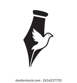 vector illustration of a pen and bird