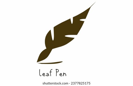 vector Illustration, The pen leaf logo is black with an isolated white background. Suitable for your business