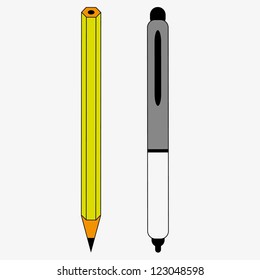 vector illustration of pen and pencil