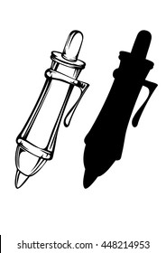 Vector illustration pen and silhouette