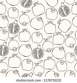 Vector illustration. Pen style line sketch. Pomegranates. Element of seamless pattern.
