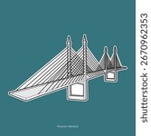 Vector illustration of Penang Bridge, an iconic bridge connects Penang Island to Penang Mainland