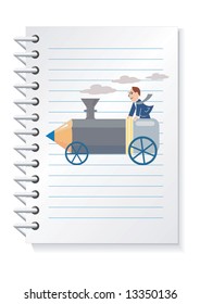 Vector illustration of penci, designer and notepad.