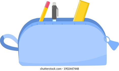 Vector illustration of a pencil box filled with school supplies