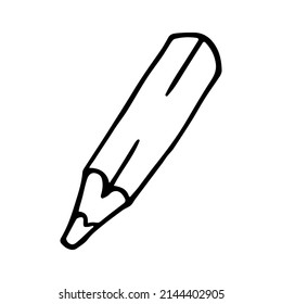 Vektorgrafik von Bleistift im Doodle-Stil. Handgezeichnetes Zeichen eines Stifts einzeln auf weißem Hintergrund. Symbol der Handschrift, Poesie, Schreiben