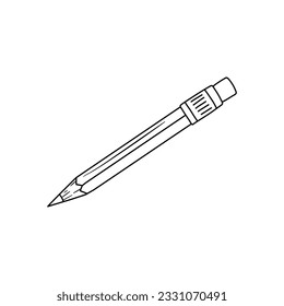 Vector illustration of a pencil in doodle style.