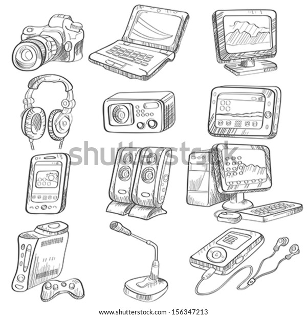Simple Sketching And Drawing Tech Gadgets with Pencil