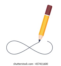 Vector illustration of pencil drawing infinity symbol isolated on white background 
