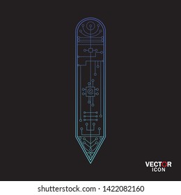 Vector illustration of pencil drawing a line isolated on black background