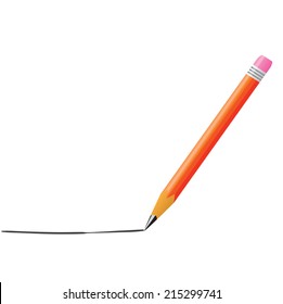 Vector illustration of pencil drawing a line isolated on white