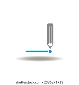 Vector illustration of pencil drawn line and dot. Icon of conclusion. Symbol of education, art.
