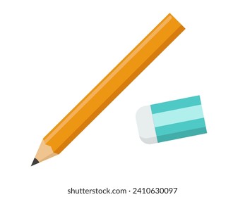 Vector illustration of pencil and eraser