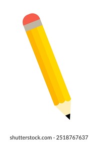 Vector illustration of a pencil with an eraser on top, a tool for writing, on a white background. Suitable for school theme designs, children's books, or other designs.