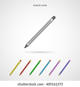 Vector Illustration of Pencil Icon. Element for your geometry, architecture, student, education and other your projects, web and application icon over white.