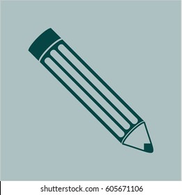 Vector illustration of Pencil vector icon in green.
