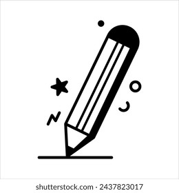 Vector Illustration Pencil Icon, Suitable for educational content, uiux assets, social media post assets, school flyers and presentations