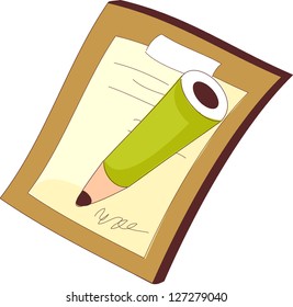 Uma ilustração vetorial de um lápis sobre um papel