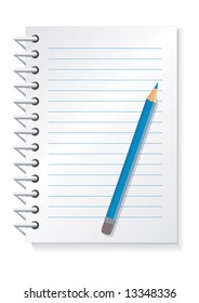 Vector illustration of pencil and notepad.