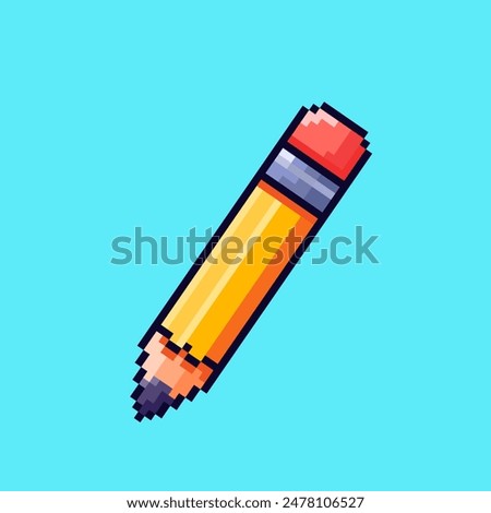 Vector Illustration of pencil school item with Pixel Art Design, perfect for game assets themed designs